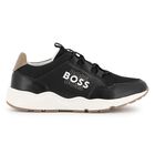 Boys Black Logo Trainers, 1, hi-res