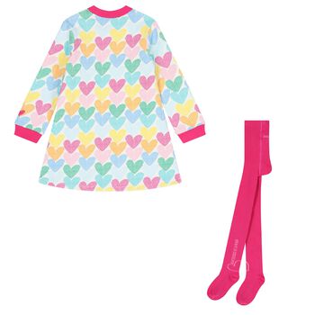 Girls Multi-Coloured Heart Dress Set