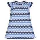 Girls Blue, Navy Blue & White Knitted Zigzag Dress, 3, hi-res