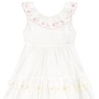 Girls White Embroidered Dress, 1, hi-res