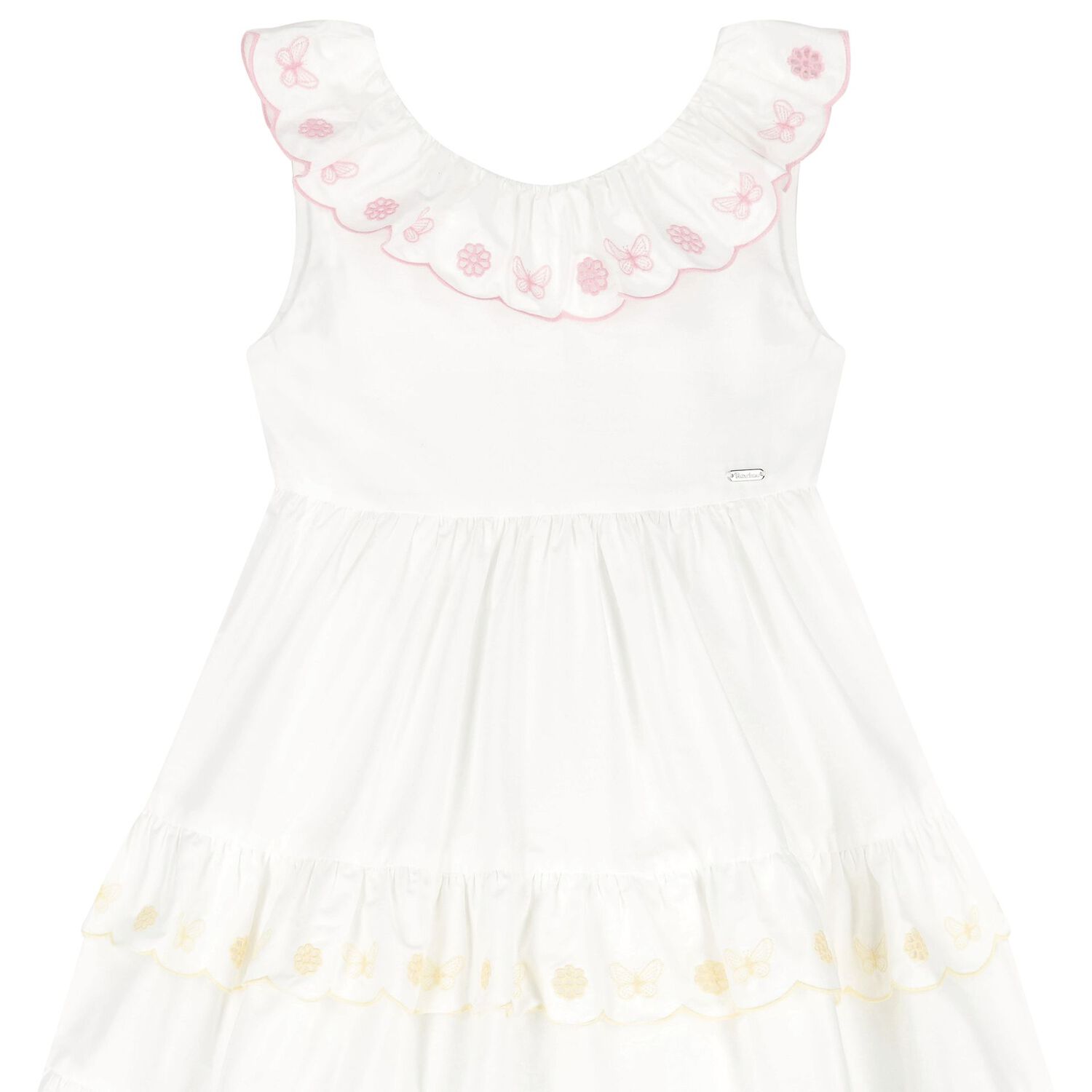 Girls White Embroidered Dress, 1, hi-res image number null
