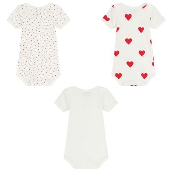 Baby Girls Ivory Hearts Bodysuit ( 3-Pack )