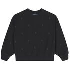 Girls Black Logo Sweatshirt, 1, hi-res