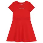Girls Red Logo Dress, 1, hi-res