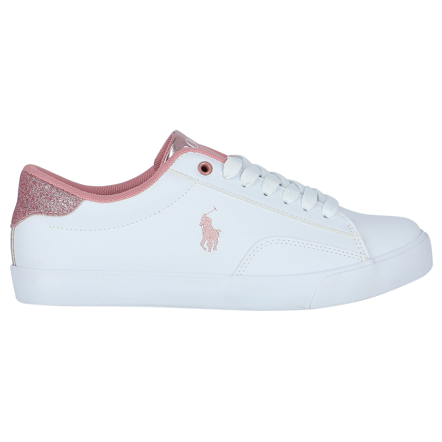 Girls White Logo Trainers, 1, hi-res