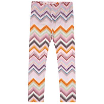 Girls Pink Zig Zag Leggings