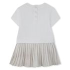 Younger Girls White & Ivory Logo Dress, 1, hi-res