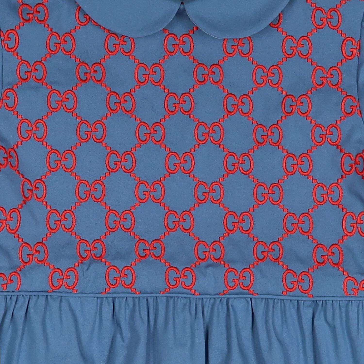 Baby Girls Blue GG Logo Dress, 1, hi-res