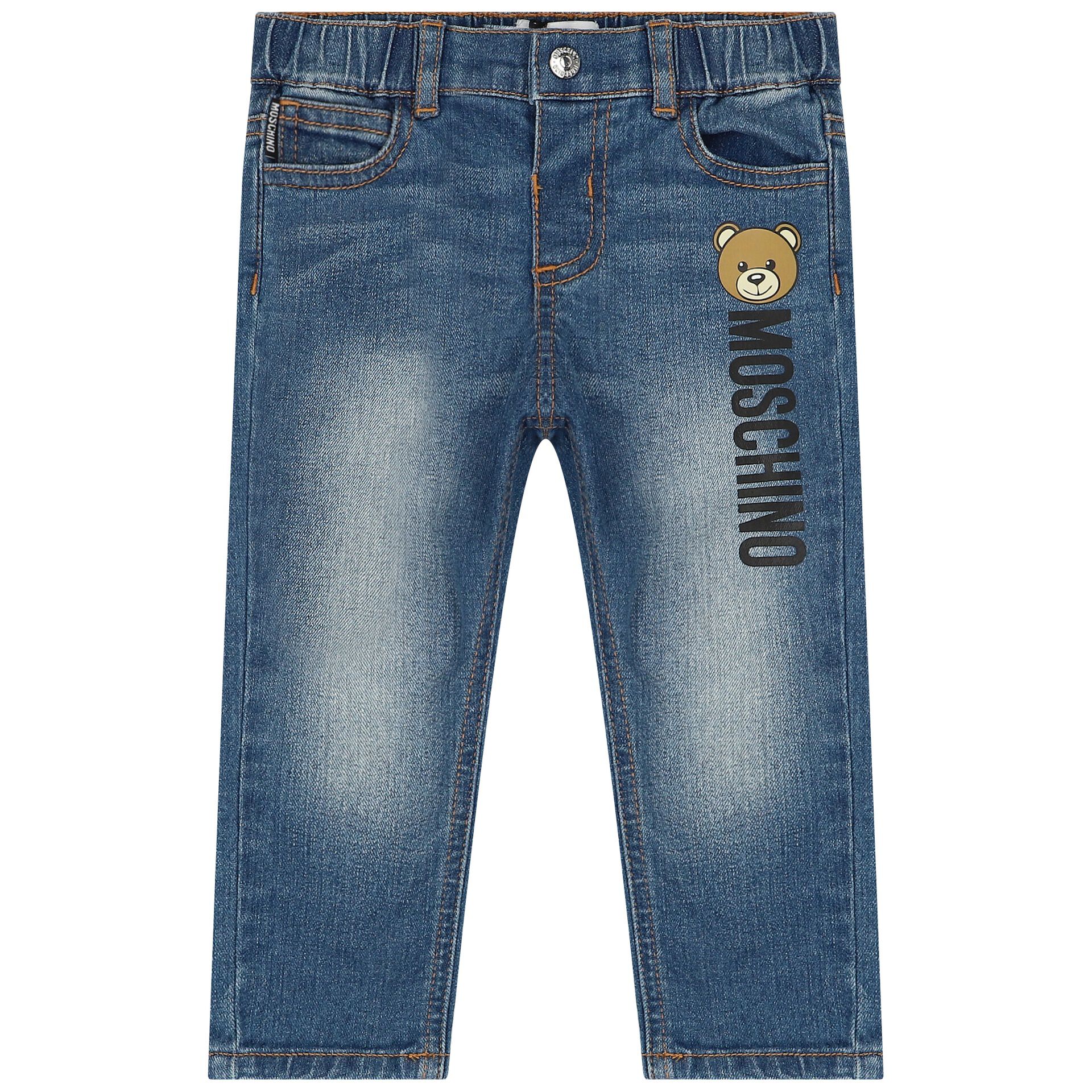 Moschino Blue Teddy Bear Logo Denim Jeans Junior Couture UK