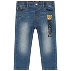 Blue Teddy Bear Logo Denim Jeans, 1, hi-res