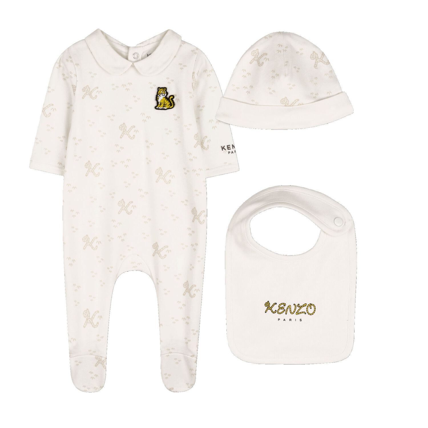 Ivory Tiger Logo Babygrow Gift Set, 1, hi-res