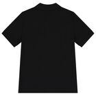 Boys Black Logo Polo Shirt, 1, hi-res