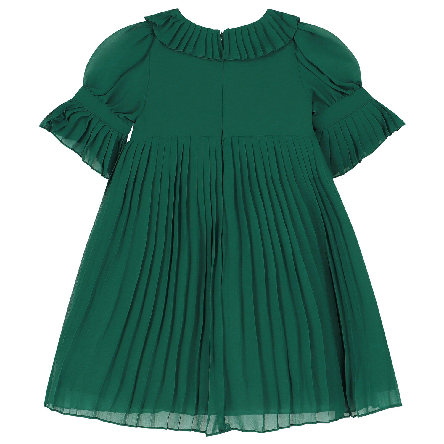 Girls Green Pleated Dress, 1, hi-res