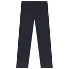 Boys Navy Blue Chino Trousers, 1, hi-res