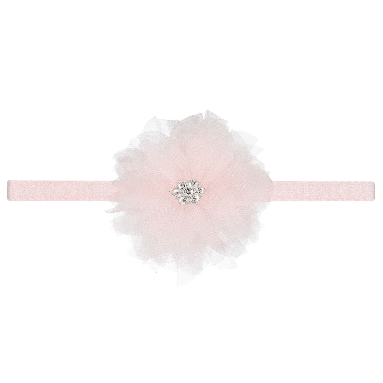 Girls Pink Tulle Flower Headband, 1, hi-res