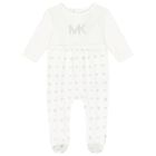 Baby Girls Ivory & Silver Logo Babygrow Gift Set, 1, hi-res