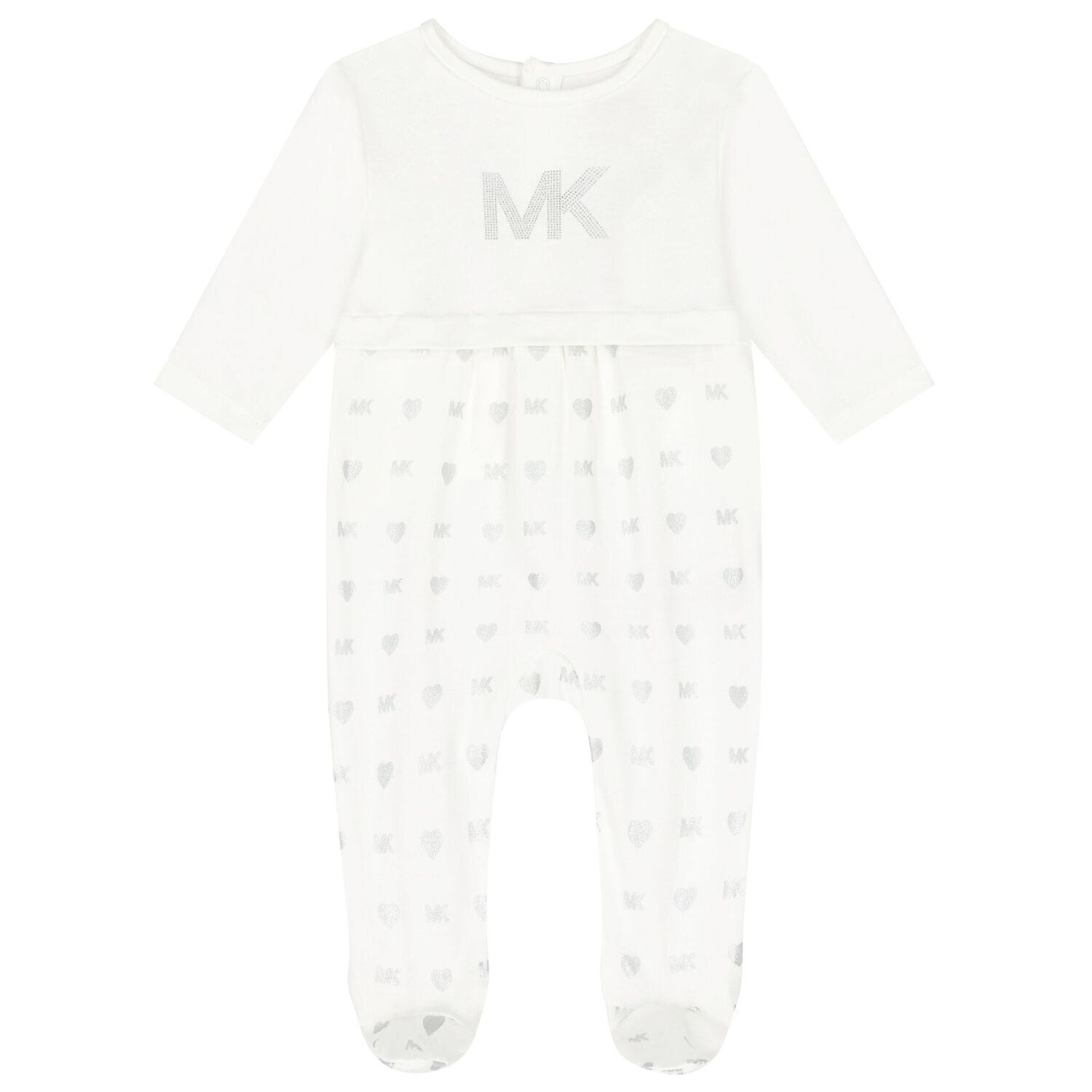 Baby Girls Ivory & Silver Logo Babygrow Gift Set, 1, hi-res