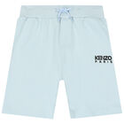 Boys Blue Logo Shorts, 1, hi-res