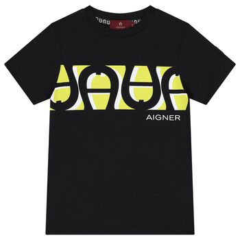 Aigner Boys Black Logo T-Shirt, 2 Boys Black Logo T-Shirt