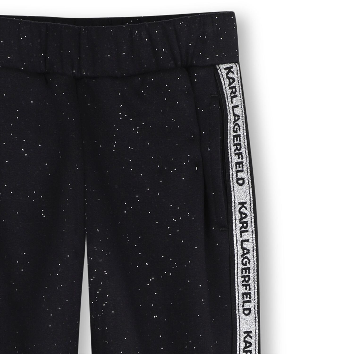 Girls Black Glittery Joggers, 1, hi-res