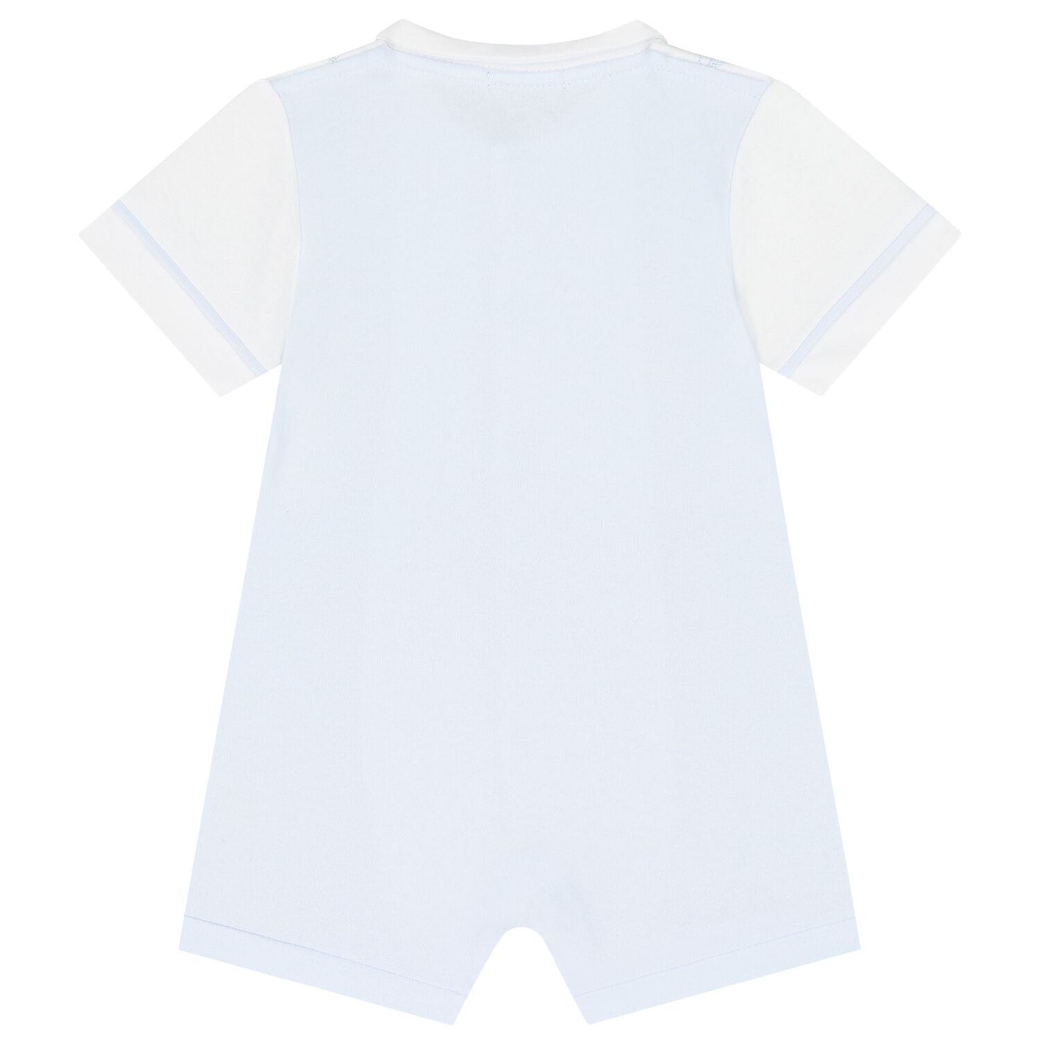 Baby Boys White & Blue Romper, 1, hi-res