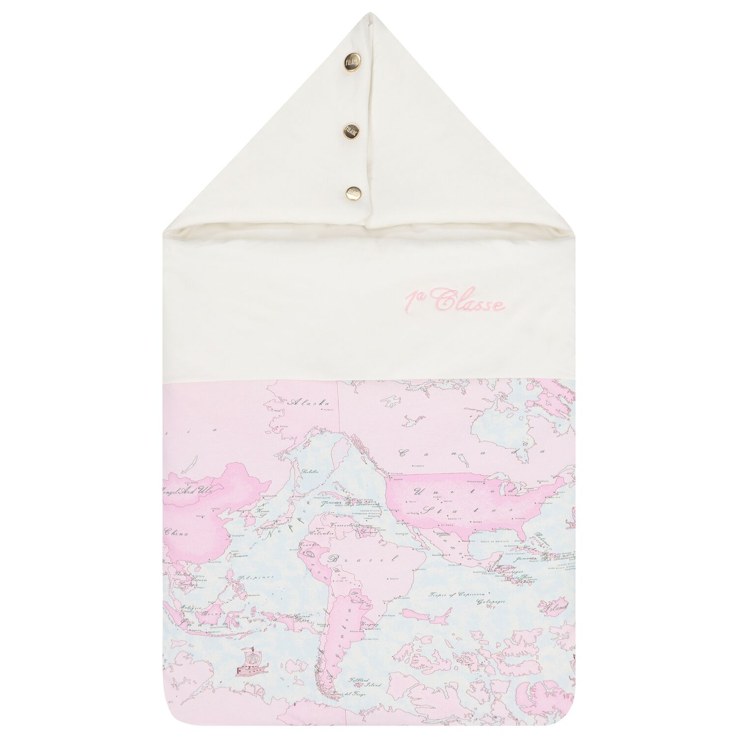 Baby Girls Ivory & Pink Geo Map Baby Nest, 2, hi-res
