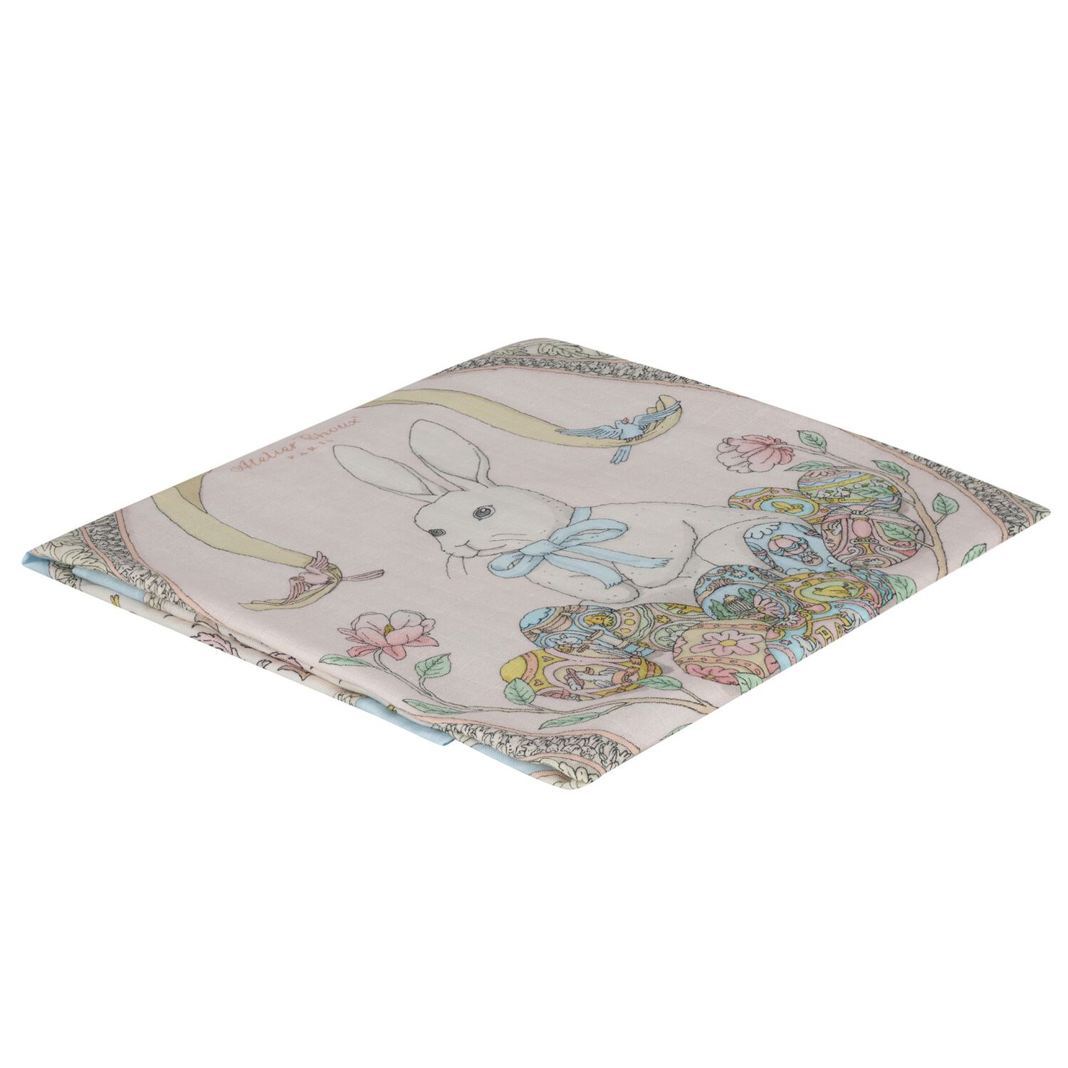 Blue & Pink Spring Bunny Swaddle Carr&eacute; Baby Blanket, 1, hi-res