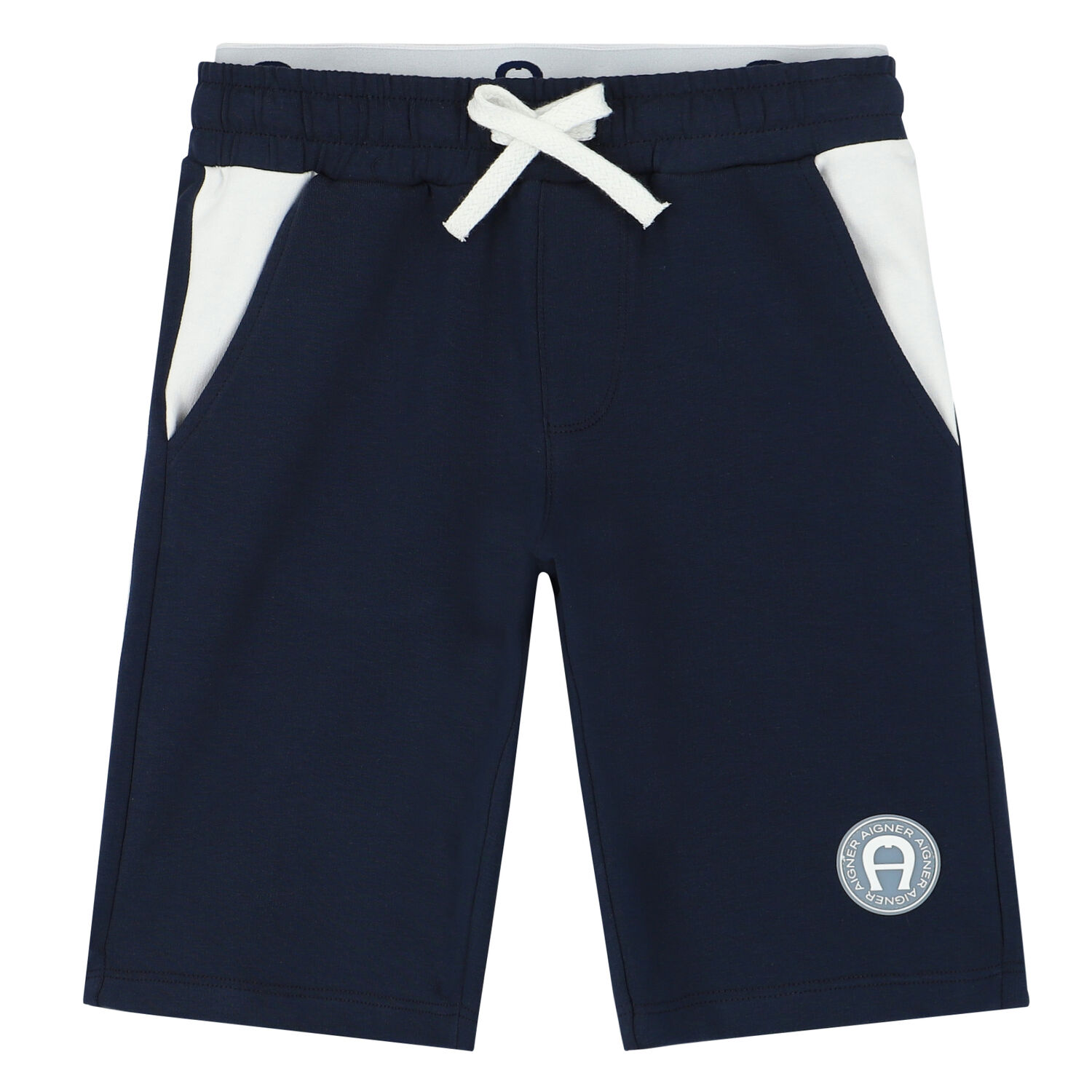 Boys Navy Logo Shorts, 1, hi-res