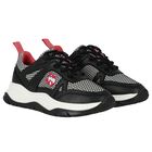 Girls Black & White Logo Trainers, 1, hi-res