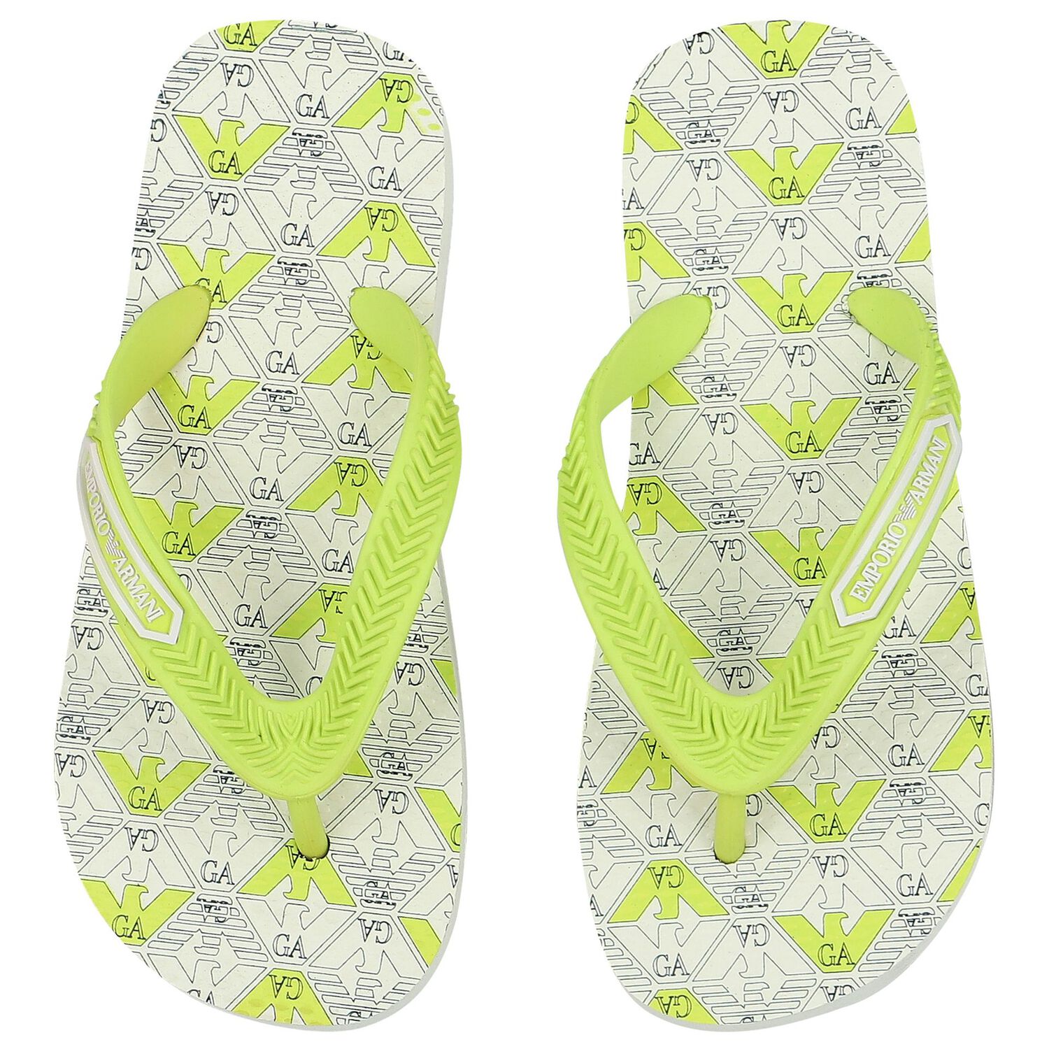 Ivory & Green Logo Flip Flops, 1, hi-res