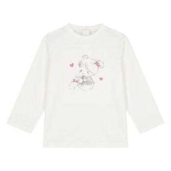 Younger Girls Ivory Long Sleeve Top