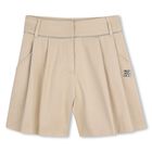 Girls Beige Logo Shorts, 1, hi-res