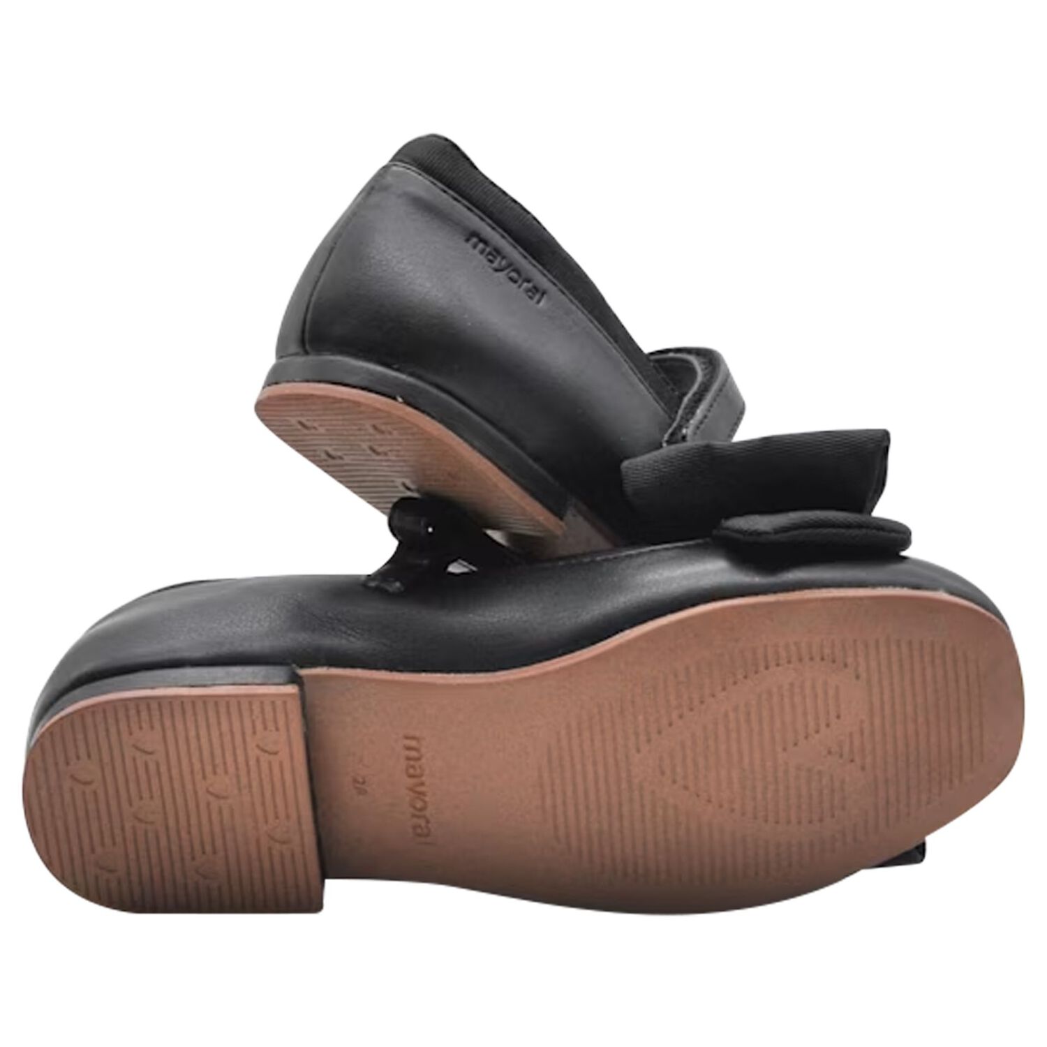 Girls Black Flower Shoes, 1, hi-res