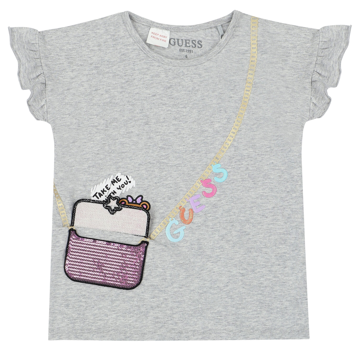 Girls Grey Bag Logo T-Shirt, 1, hi-res