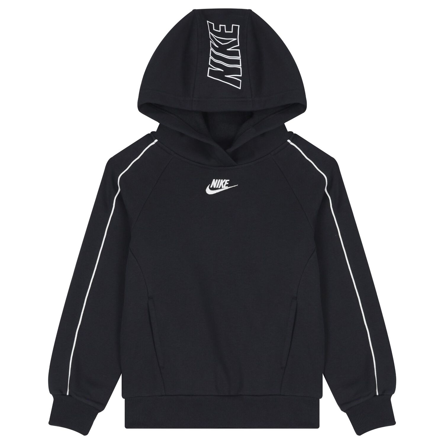 Boys Black Swoosh Logo Tracksuit, 1, hi-res