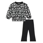 Younger Girls Black & White Choupette Leggings Set, 1, hi-res