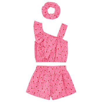 Girls Pink Crab Shorts Set