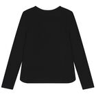 Girls Black Logo Long Sleeve Top, 2, hi-res