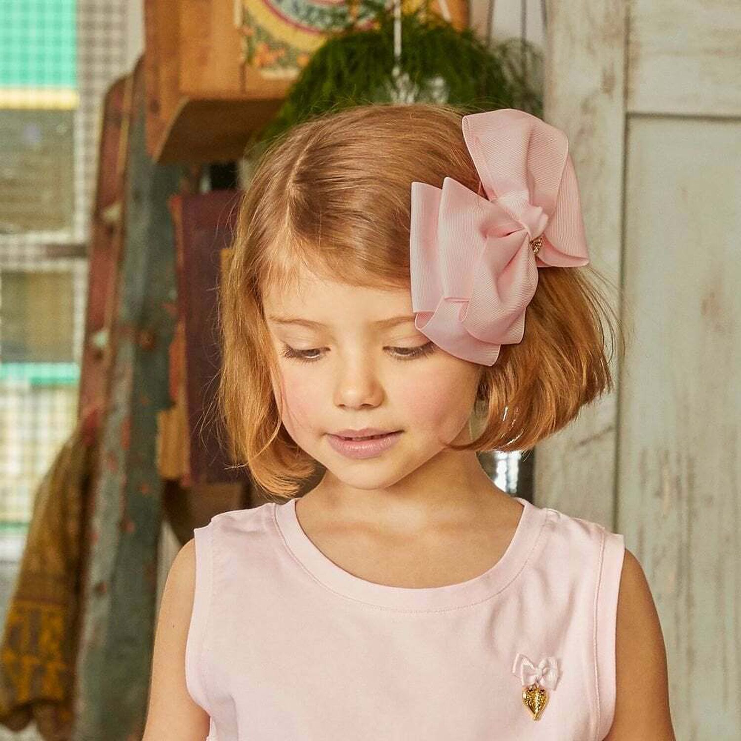 Girls Rose Pink Bow Hairclip, 2, hi-res image number null