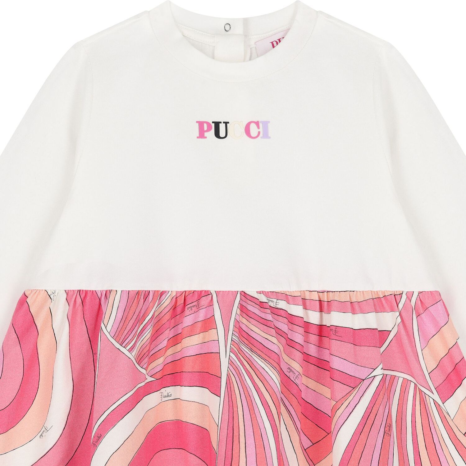 Younger Girls Pink & White Logo Iride Dress, 2, hi-res