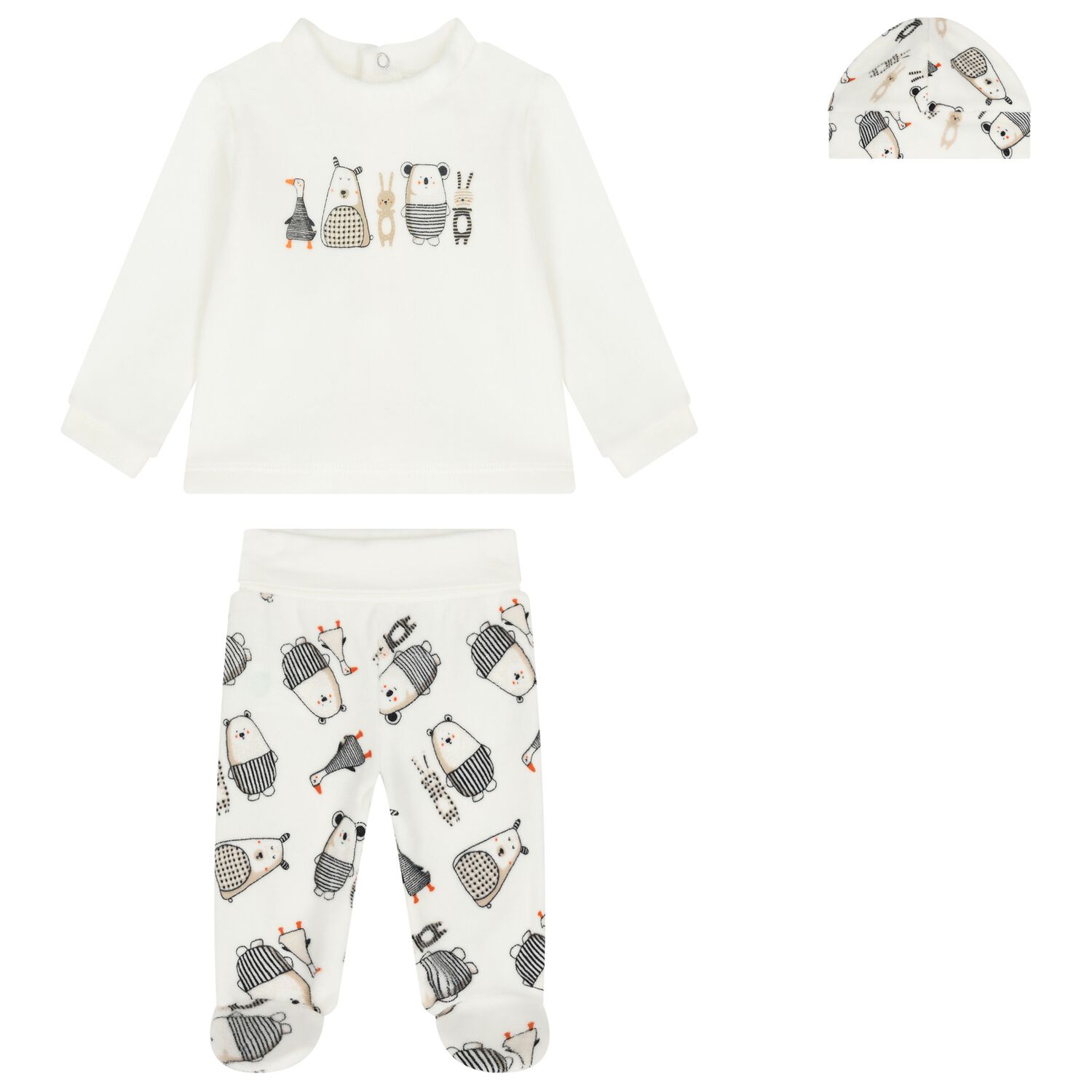 Ivory Velour Babygrow Gift Set, 1, hi-res