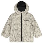 Boys Beige & Black Logo Reversible Puffer Jacket, 1, hi-res