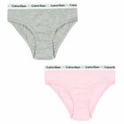 Girls Pink & Grey Bikini Brief (2 Pack), 2, hi-res