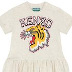 Younger Girls Ivory Varsity Tiger Dress, 1, hi-res