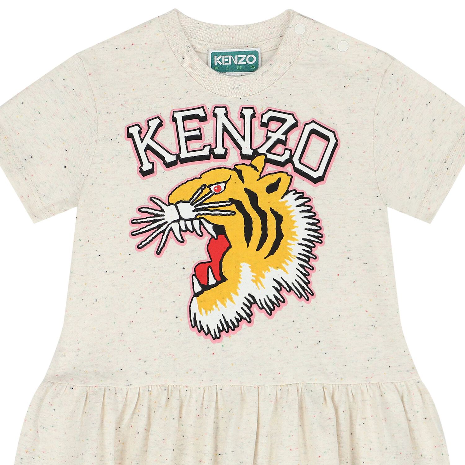 Younger Girls Ivory Varsity Tiger Dress, 1, hi-res