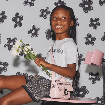 Girls White Logo Rhinestones T-Shirt