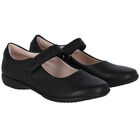 Girls Black Logo Leather Shoes, 1, hi-res