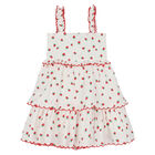 Girls White & Red Strawberry Dress, 1, hi-res