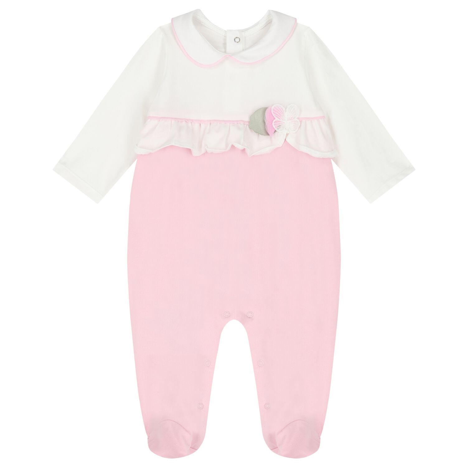 Baby Girls Pink Floral Babygrow, 3, hi-res