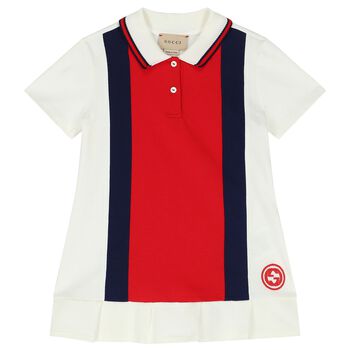 Baby Girls White and Red Polo Dress